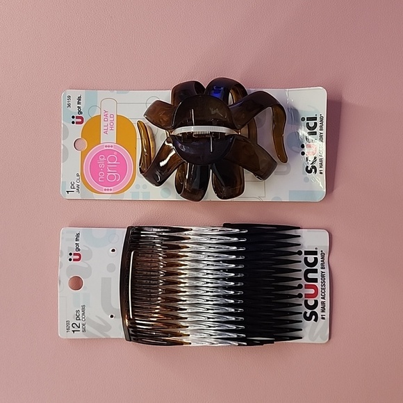 Scünci Fine Hair Jaw Clips - 6 Pack, Light Gray, Dark Gray & Black